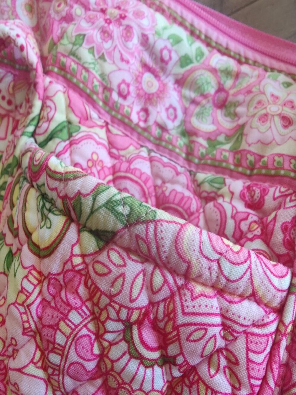 Vintage Y2K Vera Bradley RARE Petal Pink Pink and Green Shoulder Bag - Picture 4 of 9